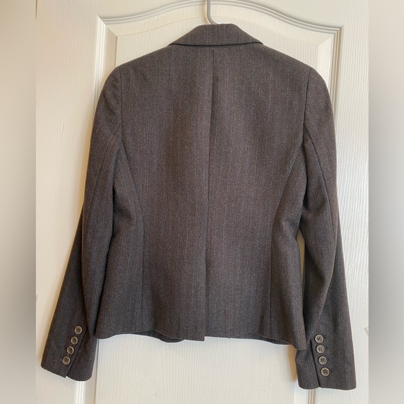 Theory jacket from Bergdorf Goodman. Wool blended blazer charcoal-brown stripes - Picture 3 of 6
